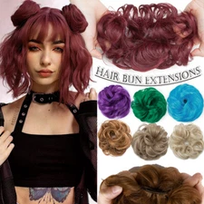 As Real Hair Bun Extensions Curly Messy Scrunchie Hair Piece False Hair Ombre US