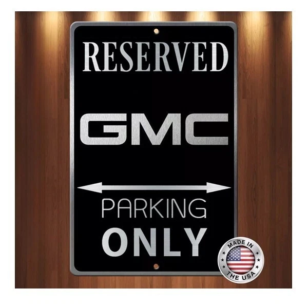 GMC Black on Brushed etched Aluminum Parking only Sign 8" x 12" LOOK! - Picture 5 of 5