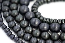 Black Wood Beads 6mm 8mm 10mm 12mm 16mm 20mm Round or Rondelle wood -16 inch str