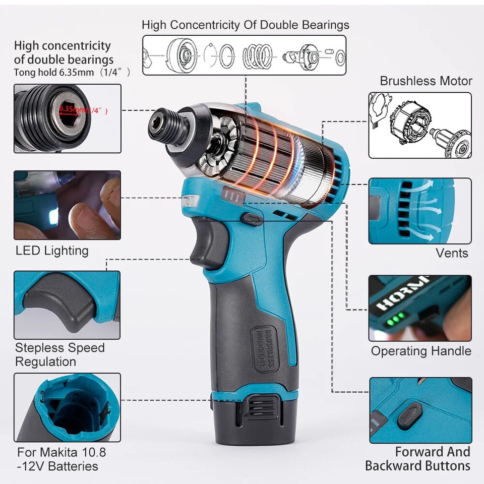 Cordless Electric Screwdriver 120N.m Wireless Electric Impact Drill