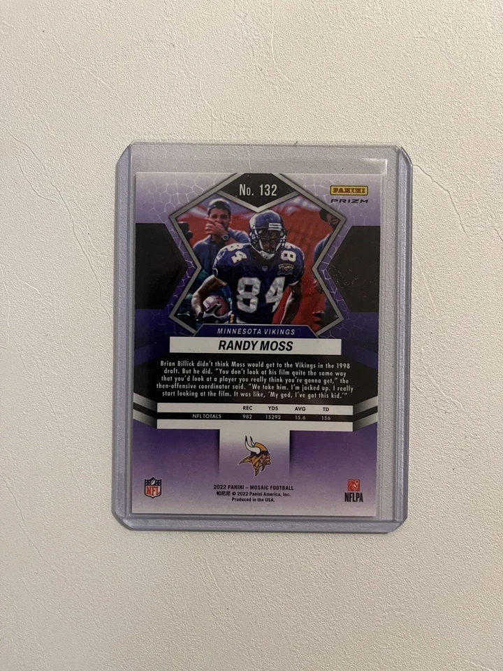 Randy Moss Mosaic Red Sparkle 2022 NFL SP Vikings Patriots HOF - Image 2 of 2