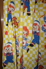 Raggedy Ann Andy Sheets Pillowcase Wamsutta 1970s Vintage Twin Size w Curtains