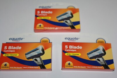 Equate 5 Blade Razor Refill 4 Cartridges  ONLY REFILL Lot of 3 In Box total 12