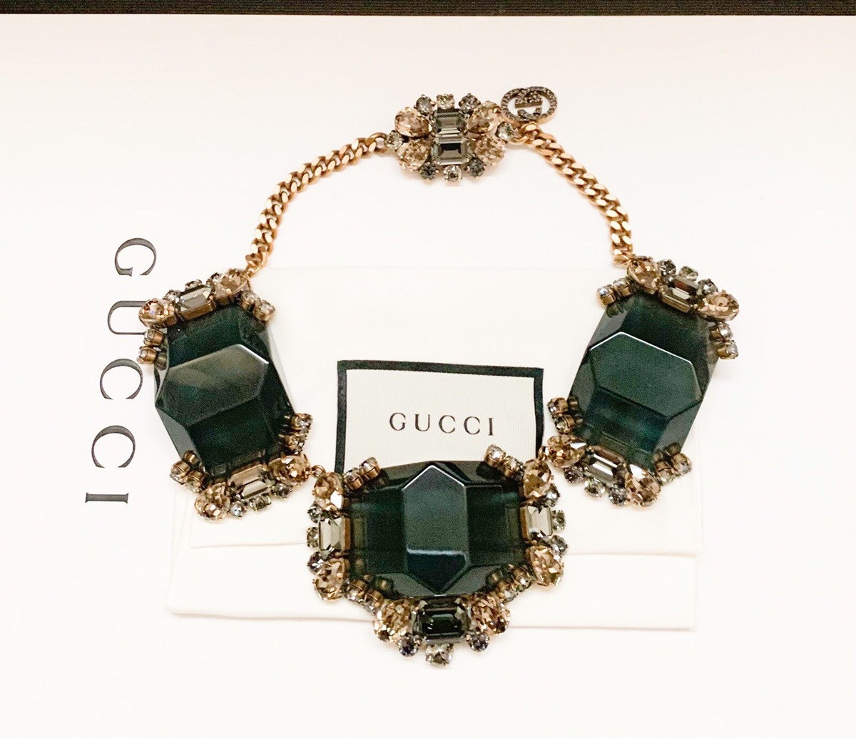 Gucci Resin Crystal Embellished Collar Necklace | eBay