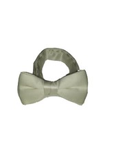 Boys Solid White Satin Pre-tied Adjustable Bow Tie. Windsor Style