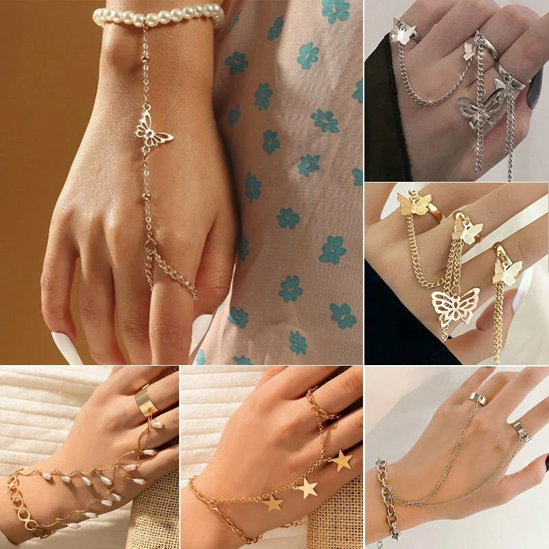 Finger Ring Women Chain, Finger Butterfly Chain Ring