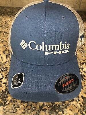 Columbia PHG Mesh FlexFit Hat, w/Dog Patch Size: L/XL High Crown Blue  (NWTs) 