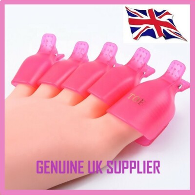 5/10 Stck. KUNSTSTOFF ZEHENNAGELKUNST EINWEICHEN CLIP KAPPEN UV GEL LACK ENTFERNER WRAP * UK *