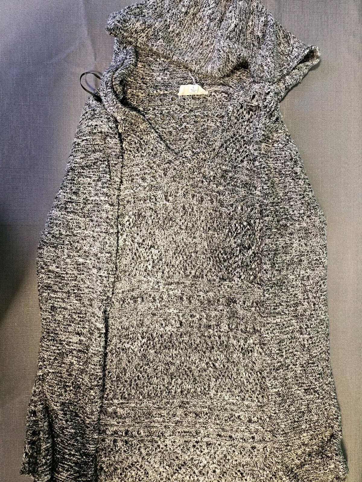 Cloud Chaser Knit Hooded Tunic/Sweater Light Weight Large Marbled Grey-image