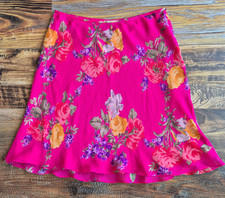 Vintage'90s Lauren Ralph Lauren 100 Silk Chiffon Floral Mini A-line Skirt Sz.14