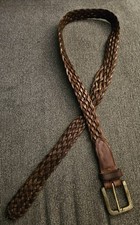 '80s Vintage Leather Braided Brown Belt Size 32 Guatemala Boho Chic Hippie RARE