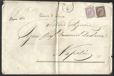 1864 30C+60C ON BUSTONE WITH STEAMSHIPS ANCONA-MESSINA X NAPLES