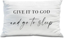 Give It to God Pillow Cover 12x20 White Decorative Throw Pillow for Bedroom