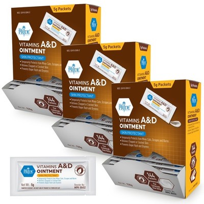 MED PRIDE Vitamin A&D Ointment 5g Packets Skin Protectant Diaper Rash Cuts 288ct