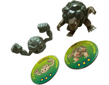 Vintage 1998 TOMY Pokémon Geodude Golem Figures w/ Battle Discs Lot