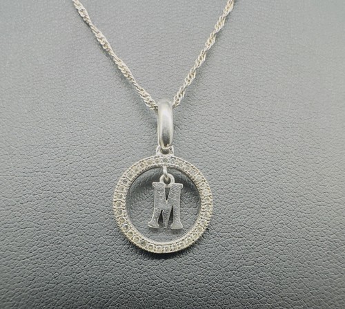 Sterling Silver 925 Italy Initial “M” Pendant Necklace 17” - Picture 1 of 7