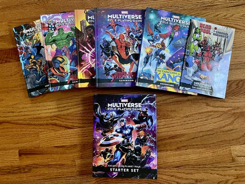 Marvel Multiverse Role Playing Game LOT - Six Books, Starter Set and Dice!!!!!!!