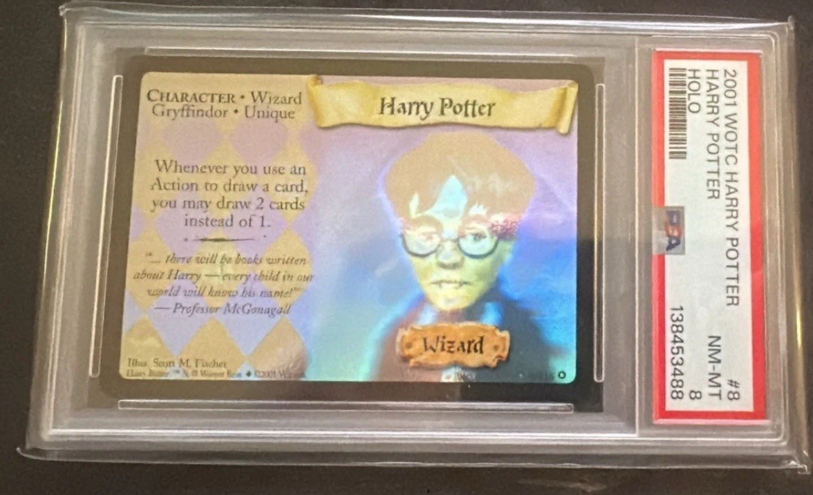 Harry Potter Rookie Card PSA 8 2001 WOTC Base Set Holo Foil 8/116 GRAIL
