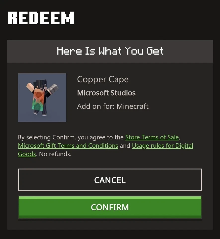 ⚡Minecraft Copper Cape Code - Java & Bedrock ⚡24/7 SOFORT - Bild 2 von 4