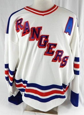 1990s Mens New York Rangers Adam Graves #9 Authentic White Jersey Maska XL 283