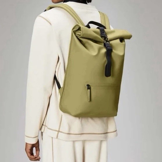 Rains® Rolltop Rucksack Khaki 13320-44 BNWT Waterproof Laptop Backpack MSRP $150