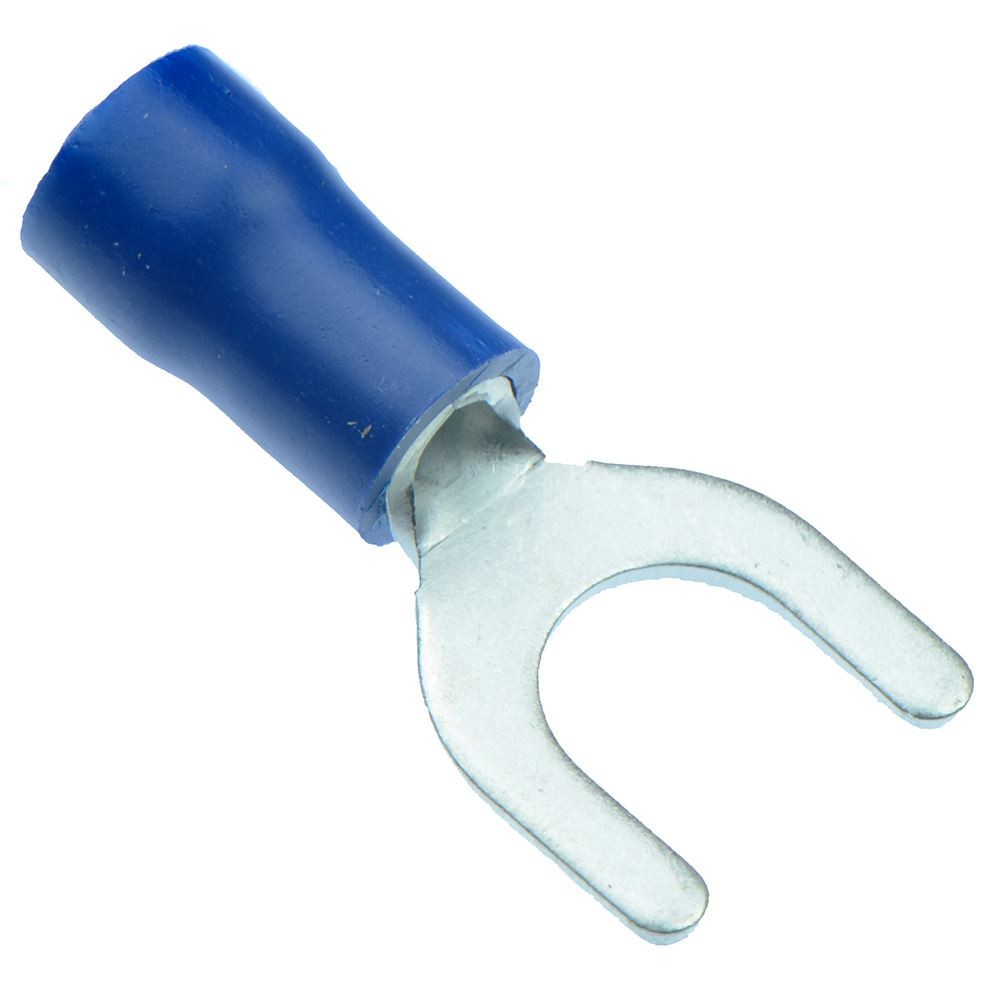 100 x Blue 6.4mm Insulated Crimp Fork Terminal