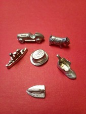 6 Tokens From Vintage  Waddingtons Monopoly Set  Hat Boot Iron Ship Dog Car