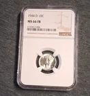 1944-D Mercury Dime 10C Silver NGC MS66 FB Full Bands Denver Mint