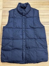Lands End Girls Black Down Puffer Vest Size L 14-16 Quilted Snap Front