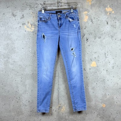 Aeropostale Jeggings Jeans Women's 8 Blue Denim Distressed Whiskered Skinny Leg