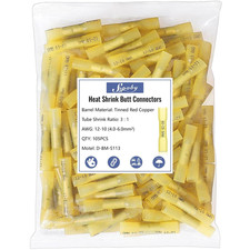 Heat Shrink Butt Wire Connectors, 105Pcs 12-10 AWG Yellow Insulated Waterproof