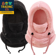Kids Winter Fleece Balaclava Hats 2-Pack, Windproof Neck Warmer for Ages 3-10