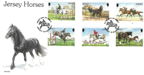 Jersey Comm/FDC -  Jersey Horses  - 1986 (JES318)