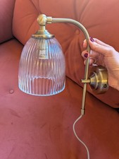 Marks & Spencer (M&S) Home Ribbed Glass & Gold Plug-in Wall Light- Brand New