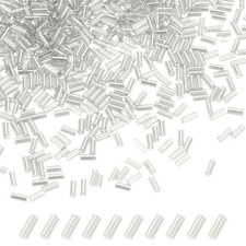 1800-Pack Bugle Beads, 2x4mm Tube Beads Kit for DIY Craft Silver