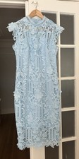 Eliza J Light Blue Floral Lace Sheath Midi Dress Cap Sleeve Crew Neck 6
