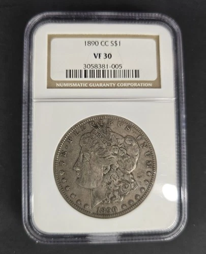 1890-CC Carson City $1 Morgan Silver Dollar Coin NGC Graded VF 30