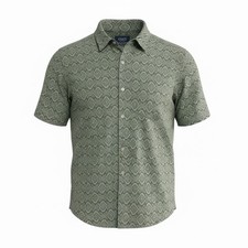 CHAPS Patterned Button‑Up Shirt XL Men’s Short Sleeve Cotton Casual Size XL