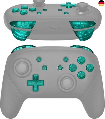 Custom Tasten Set für nintendo Switch Pro Controller, Crystal Clear Smaragdgrün