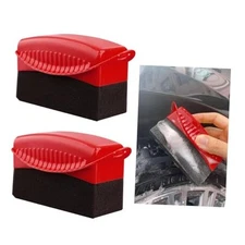 2 PCS Tire Shine Applicator, Flat Dressing Waxing Sponge Pads With Lid Red
