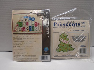 2 Counted Cross Stitch Christmas Kits Unopened Let It Show & Christmas Tree Joy