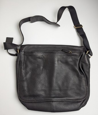 Vintage Prada Black Pebbled Leather Messenger Bag Crossbody