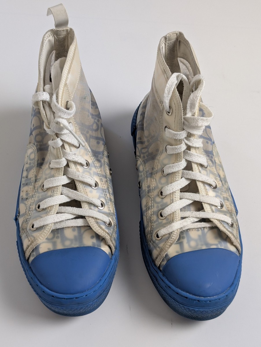 Dior B23 High Top Sneakers Blue Monogram Size 41 Made in Italy