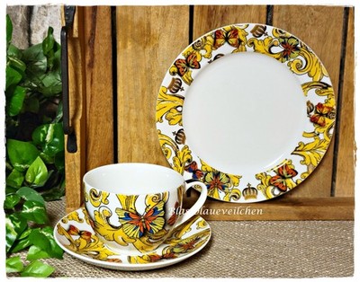 3tlg Gedeck Kaffee Cappuccino Glööckler Rococo Maxwell Williams Schmetterling