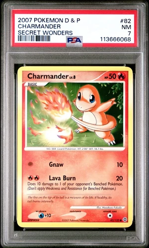 2007 POKEMON DIAMOND & PEARL SECRET WONDERS #82 CHARMANDER PSA 7 SECRET WONDERS