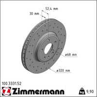 2X Zimmermann 100.3331.52 Bremsscheibe FüR Audi A4 B8 A5 Q5 8RB 8T3 8F7 8TA 8K2