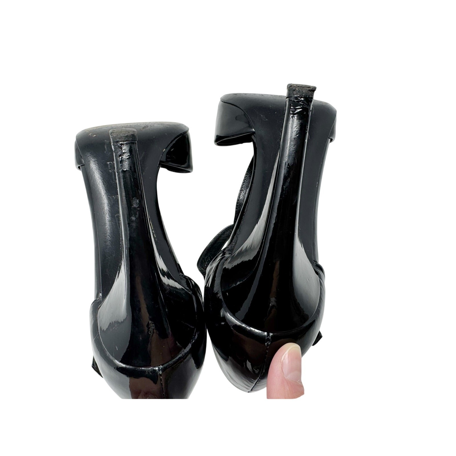Prada Black Patent Leather T-Strap Metallic Ombre Toe Pumps Heels EU 38.5 thumbnail 10