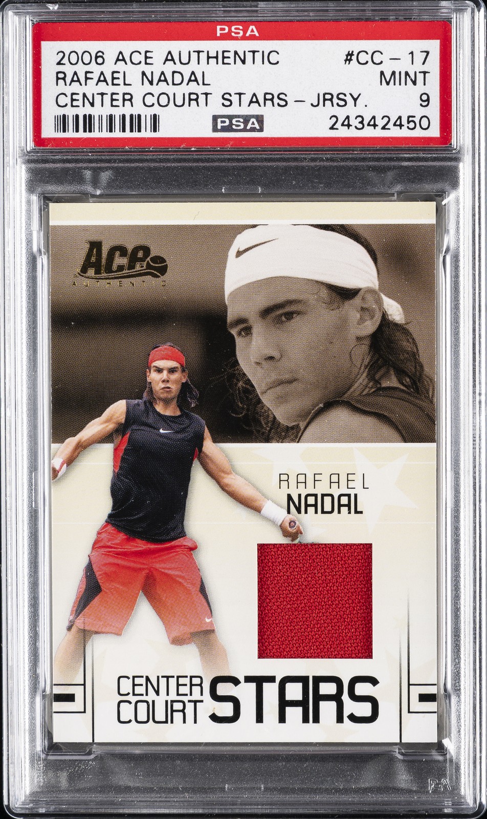 2006 ACE AUTHENTIC CENTER COURT STARS JERSEY #CC-17 RAFAEL NADAL PSA 9