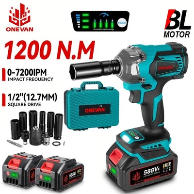 ONEVAN 1200NM para Makita Batería Destornillador de Impacto 1/2" Coche Destornillador a Batería Brushless