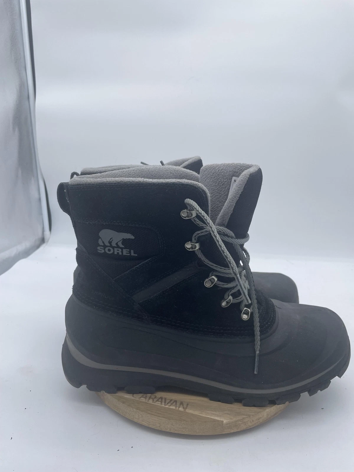 Sorel Buxton Lace Snow Boot Men 12 Black Suede Waterproof Insulated Winter Ankle